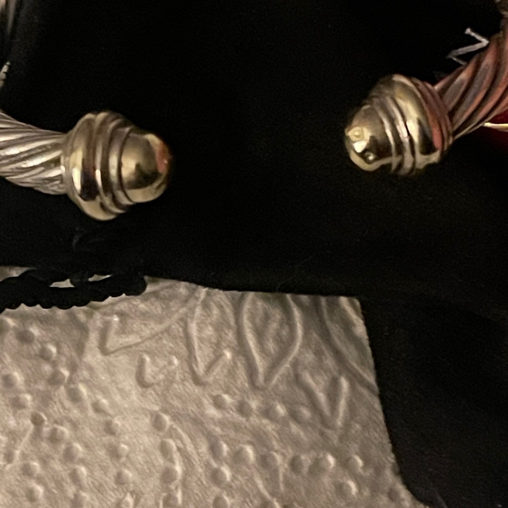 David Yurman Silver and Gold Cable Cuff - Picture 9 of 10